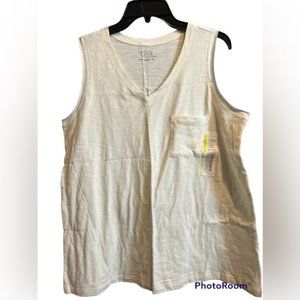 #52 NWT Women’s Wash Pocket Tank Top, Cream, L